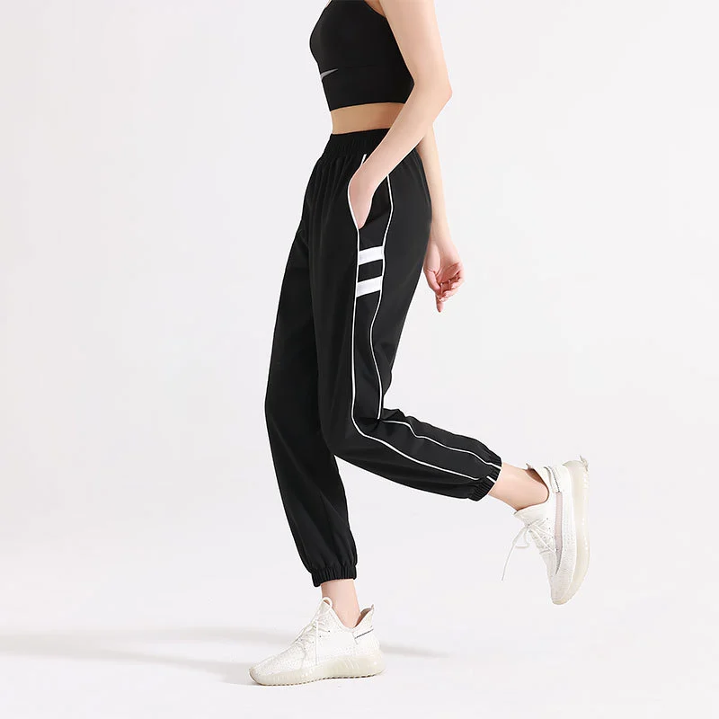 Custom Side Pocket Breathable High Waisted Elastic Waist Quick Dry Leg Loose Harlan Women'S Running Fitness Yoga Wear Sport