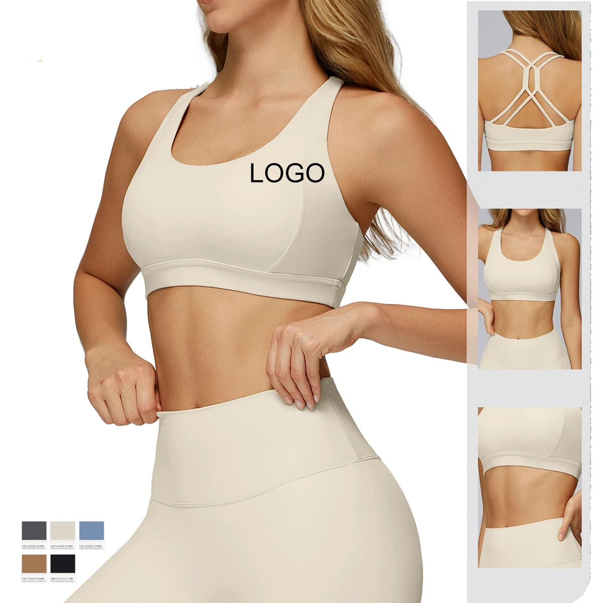 Custom Logo Cross Straps Hollow Back Yoga Sports Bra Women Tight Fitness Running Gym Bra Top