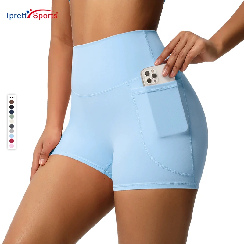 Best Selling Womens Active Yoga Wear Gym Shorts Quick Dry Women's High Waist Sport Fitness Shorts with Side Pockets