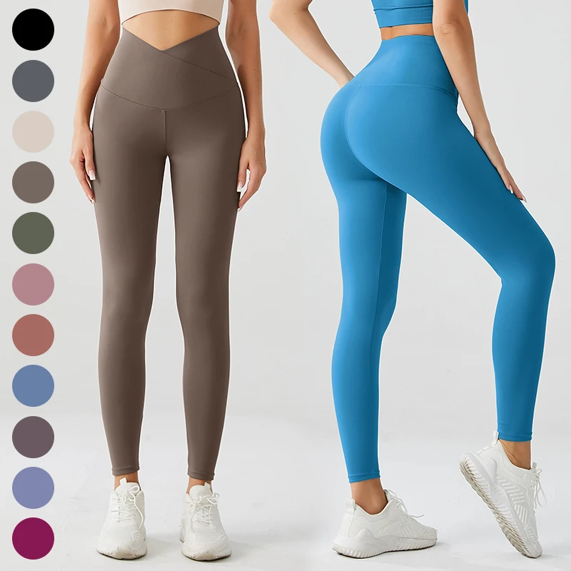 Crossover Yoga Pants High-Waisted Flare Leggings With Tummy Control Quick Dry & Breathable Seamed Yoga Leggings