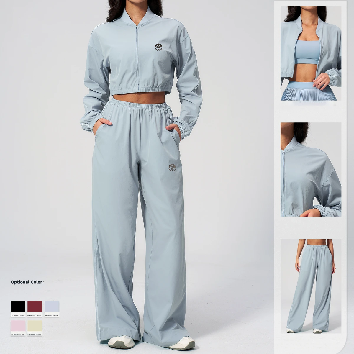 Ropa Deportiva Activewear Suit New Women's Yoga Outfit Set Crop Top Jacket Outdoor Fitness Sports Long Pants 2 Pcs Workout Sets