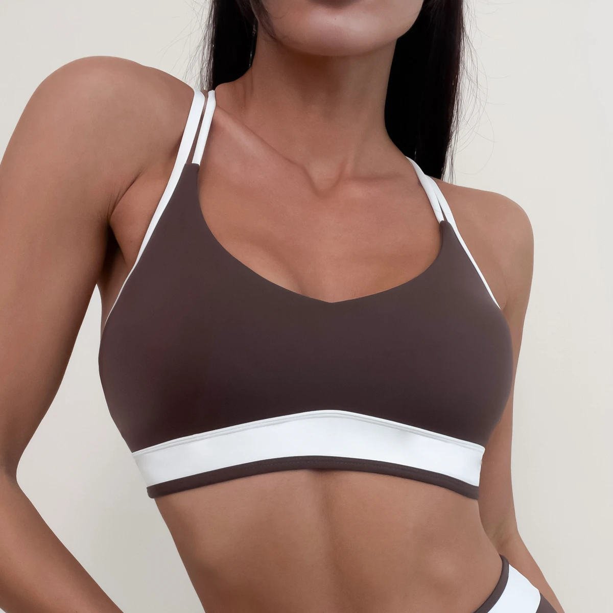 Spliced Contrast Nude Yoga Bra Tight Running Sports Bra Shockproof Quick Drying Fitness Suit Women's Sports Bra