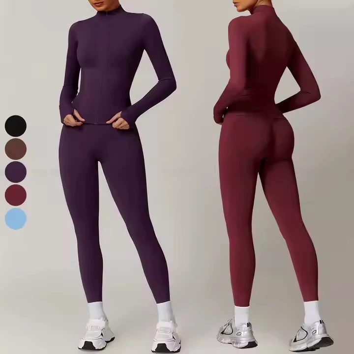 M212 Hot Sell Jackets Gym Sets Soft Tight Leggings Yoga Sets Quick Drying Woman Clothing Yoga Sets