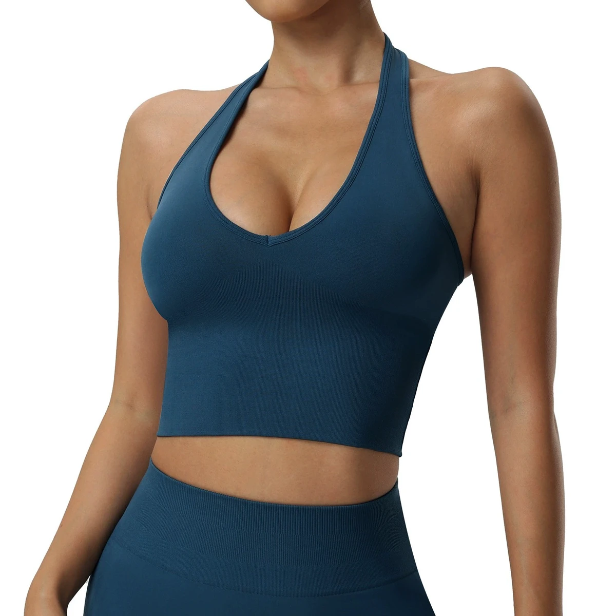 Beautiful Back Halter Neck Yoga Bra Sexy Crop Tops Shockproof Outdoor Fitness Top Seamless Sports Underwear for Women
