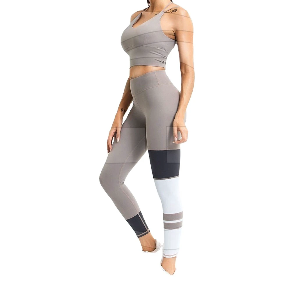Women High Elastic Shock them Yoga Vest Beauty Back Training Bra Color Matching Striped Tall Waist Hip Sports Yoga Pants Sets