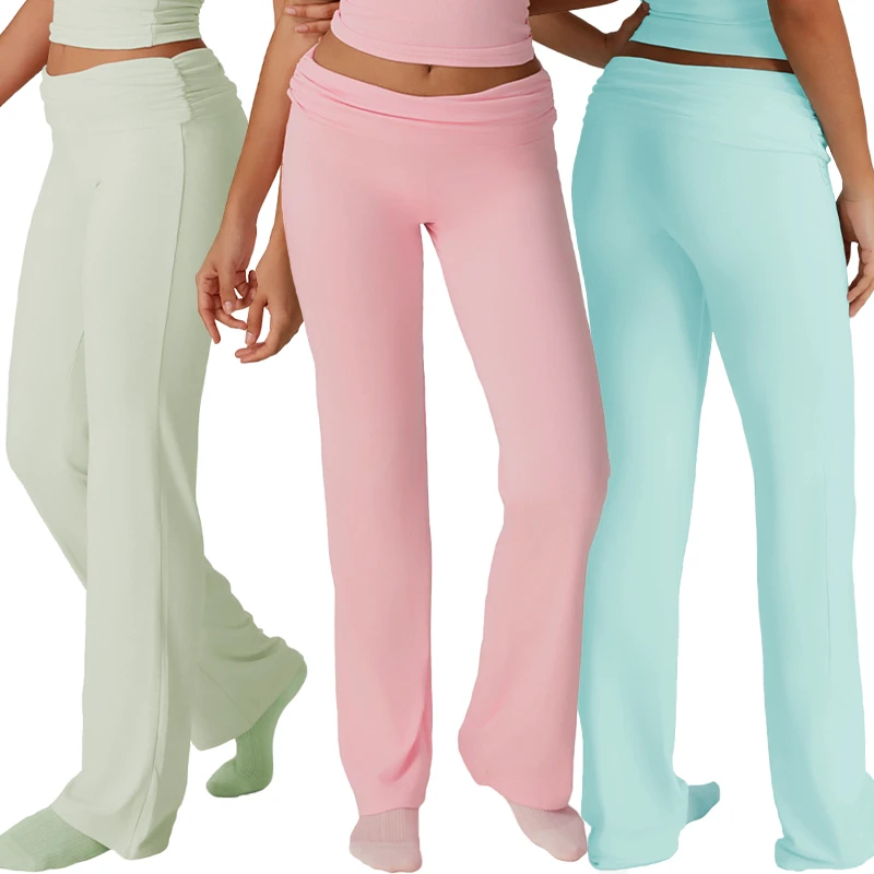 Custom New Hip Lift High Waist Yoga Pants for Women With Pockets Sports Wide-leg Flared Pants Casual Fitness Boot-cut Legging