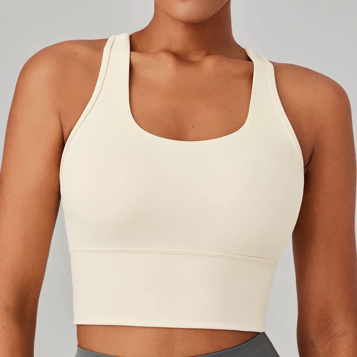 Women's High-Strength Shockproof Breathable Four-Way Stretch Eco-Friendly Yoga Sports Bra Crisscross Straps Front I-Shaped