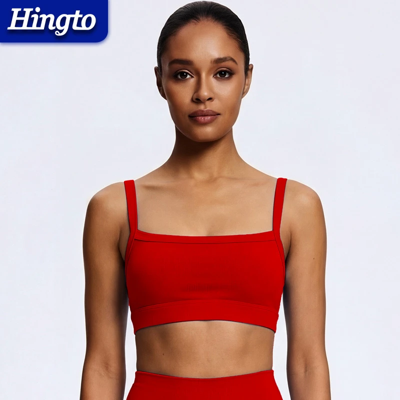 Hingto Pre-Sale Women's Gym Sports Bras Women High Quality Nylon Spandex Yoga Padded Bra For Women