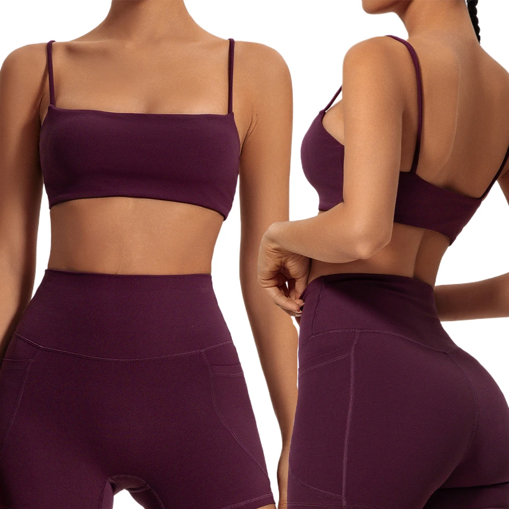 Women's Adjustable Strap Yoga Bra Beautiful Sexy Back Solid Color Shockproof Push-Up Sports Top Front Logo Plus Size Options