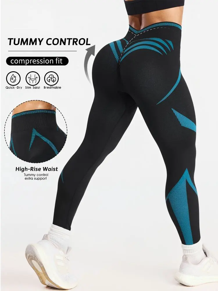 WOJIEER High Waist Slim Fit Yoga Leggings for Ladies Four-Way Stretch Sweat-Wicking Breathable Gym Fitness Tight Yoga Pants