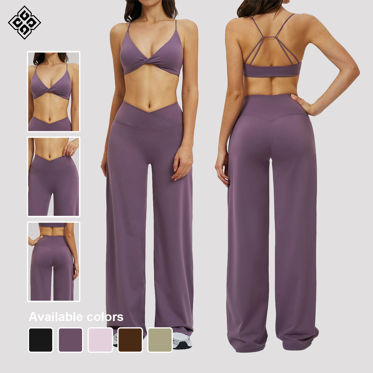 Active & Workout Sets for Women Flared Pants Sports Suit Backless Sports Bra Casual Wear for Outdoor Cycling, Running, and Yoga