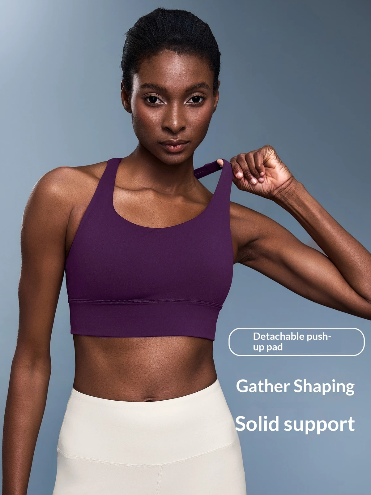 New Cross-Back Yoga Sports Bra Double-Sided Brushed Fabric Nylon Full Cup Barely-There Feel High for Shockproof Supportive DW002