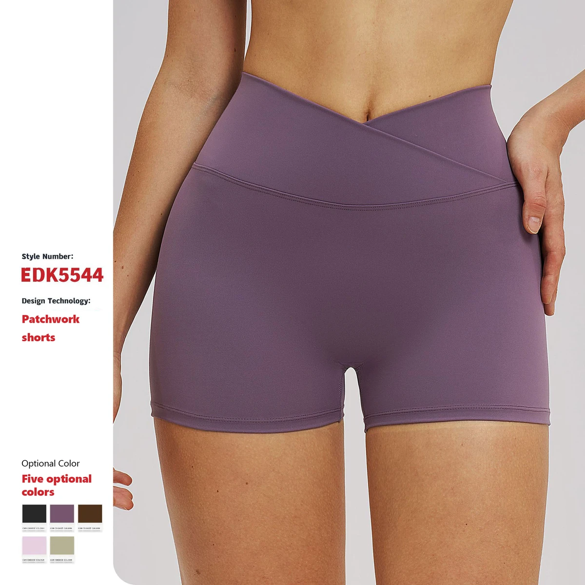 XW-EDK5544 New Women's Sporty Criss Cross Waist Yoga Shorts Quick-Drying Breathable Butt Lifting High Waist Running Short Pants