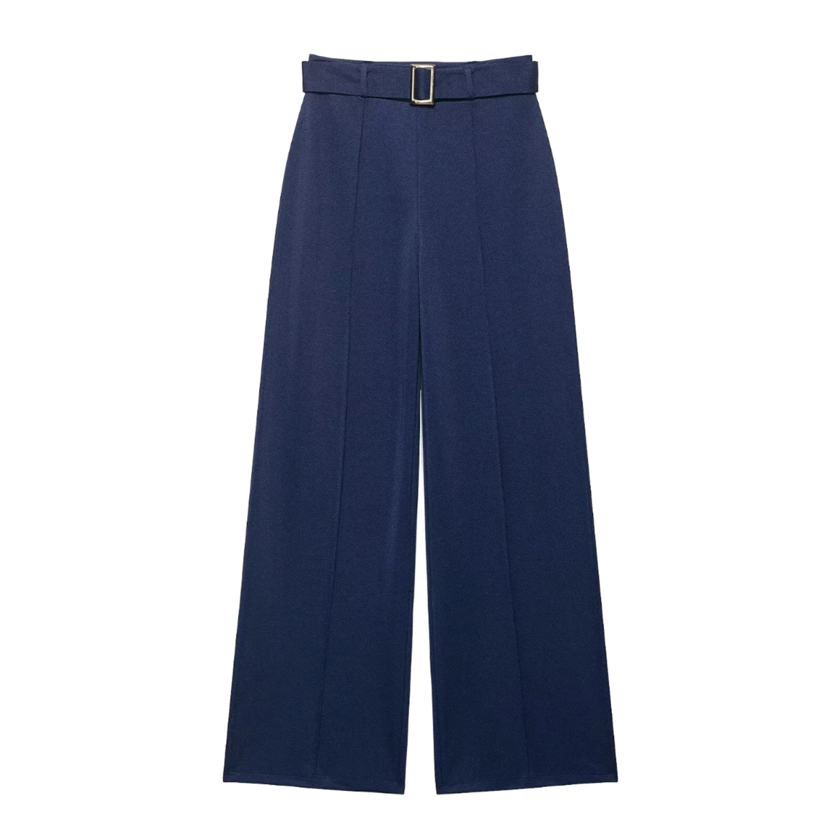 Women's Retro Casual Mid-Rise All-Match Breathable Flat Front Twill Ribbed Belt New Autumn Fashion Colored Wash Wide Leg Pants
