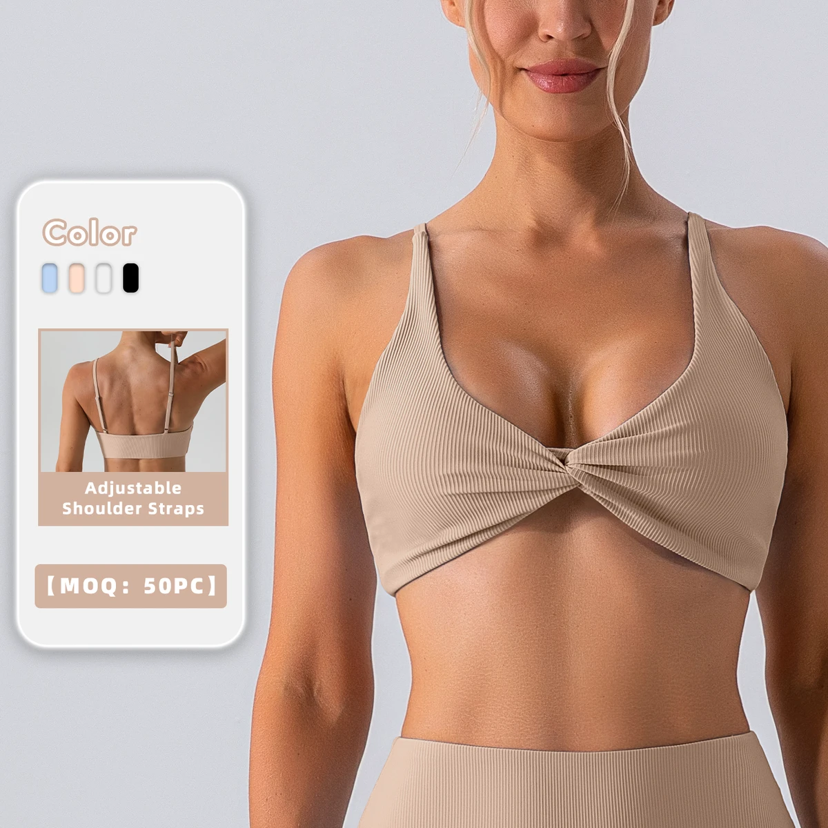 Women's Custom Athletic Yoga Bra Lightweight and Breathable Sports Running Bra with Adjustable Straps