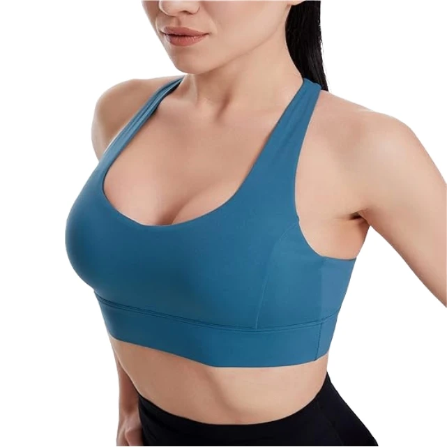Women's Lightweight High Support Seamless Spandex/Nylon Breathable Front Sports Bra Custom Printing Plus Size Fitness Apparel