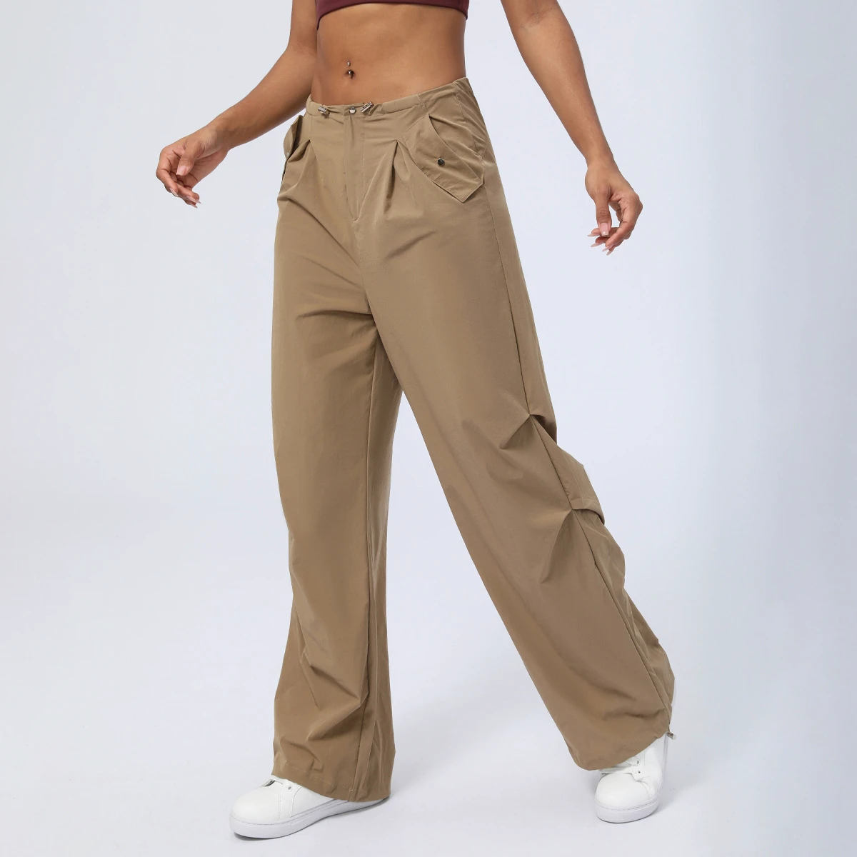 Casual High Waist Cargo Pant Women Pants Mid Rise Drawstring Elastic Waist Outdoor Quick Dry Sport Wear