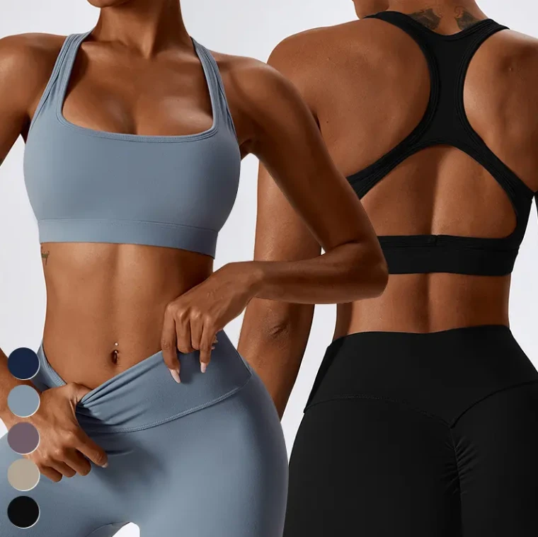 Elastic Butt Lift High Waist Leggings Gym Activewear Tights Active Buttery Soft Sports Bra 2pcs Yoga Sets stripe cross back