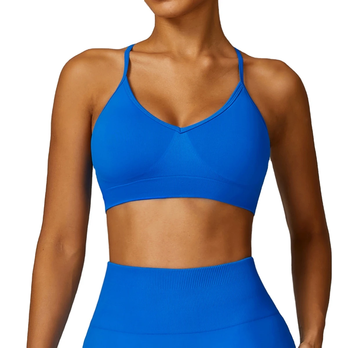 Fashion Seamless Workout Women Gym Ribbed Padded Yoga Bra Custom Blank Gym Bras