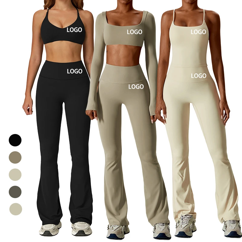 2025 New Design Wholesale Custom High Quality Recycled Long Sleeve 2 Piece Yoga Set Plus Size Gym Fitness Sets for Women