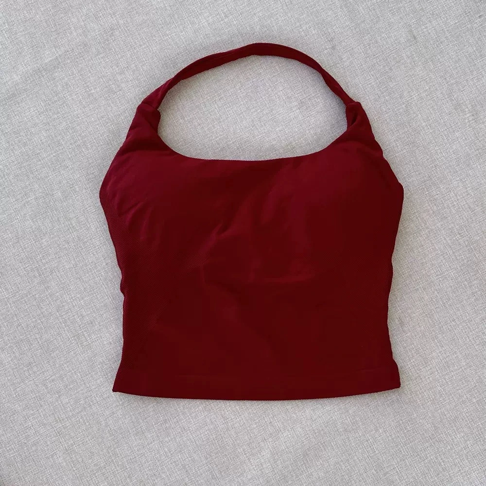 New Women's Yoga Vest High Support Seamless Spandex Sports Bra with Broadband Neck Hanging Design Lightweight Active Wear