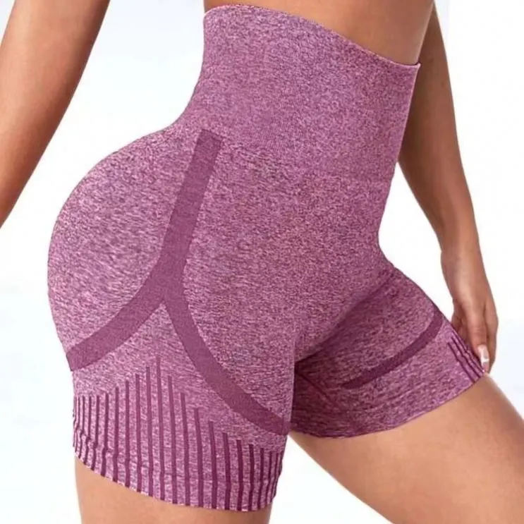 Women's High Waist Elastic Quick-Drying Seamless Yoga Shorts Casual Shorts With Solid Pattern For Sports