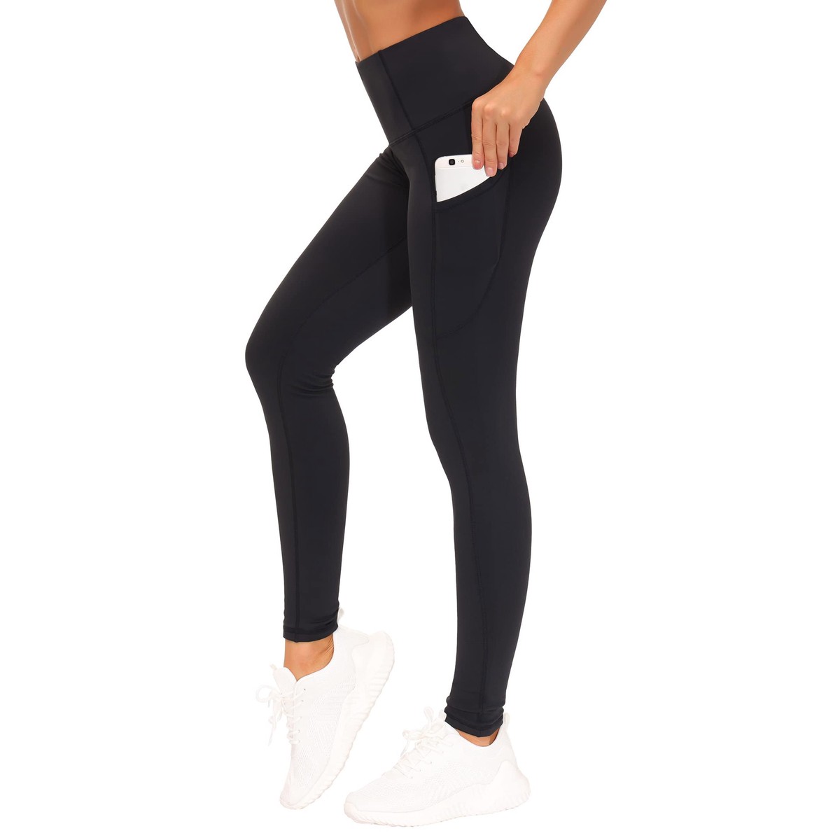 Women's High-Waisted Yoga Leggings Elastic Waist Solid Pattern Polyester Spandex/Nylon Online Sale
