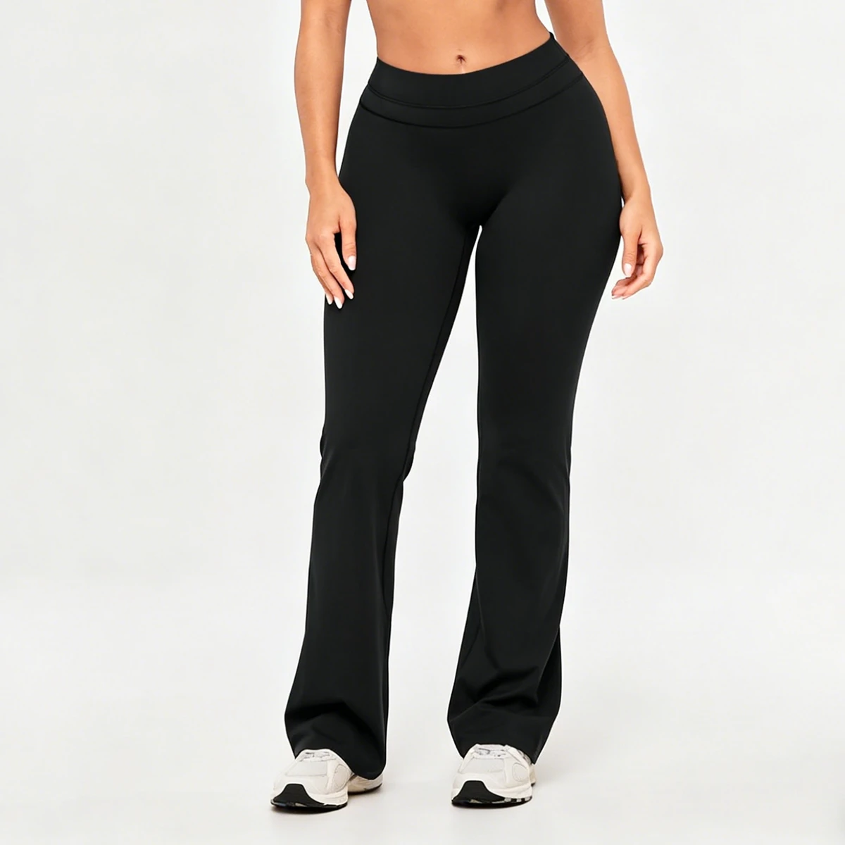 Plus Size Bamboo Viscose Bootcut Yoga Pants Black Skin Friendly Flare Yoga Pants Stretch Flared Leggings