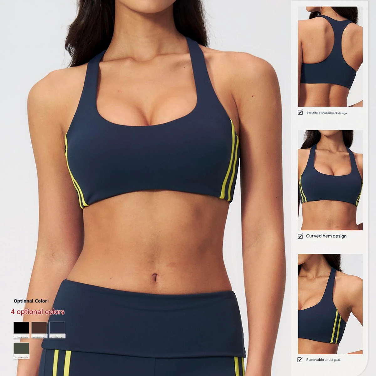Lanyu Color-Block High Support Padded Yoga Sports Bra For Plus Size Active Running Shockproof Fitness Top Yoga Clothing