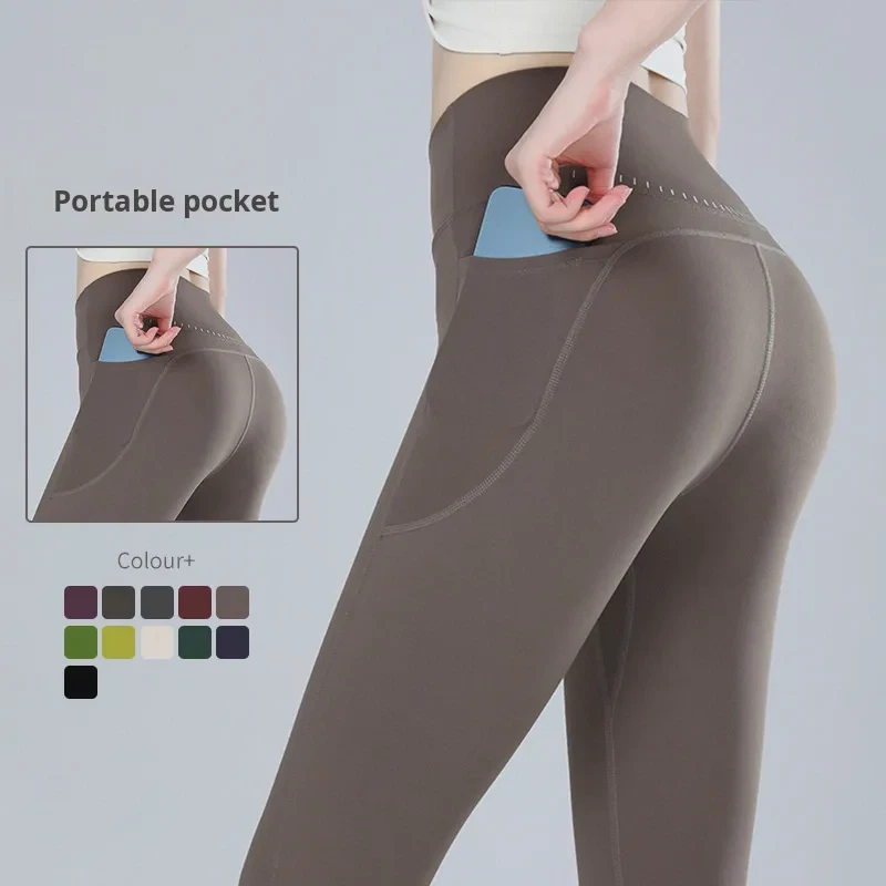 High Waist Hip Lift for Yoga Pants Women Tummy Control Full Length Color Blocking Peach Slimming Sports Running for