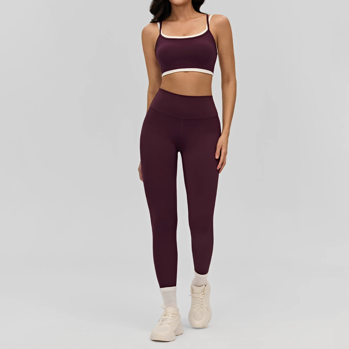 Women's Sleeveless Yoga Gym Sports Set Solid Color Athletic Top & Pants Set Spandex/Nylon Material Quick Dry Breathable