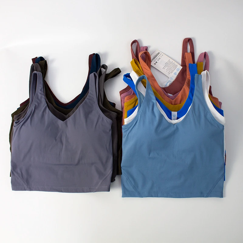 New Style Yoga Clothing Nylon Women's Sports Bra 3/4 Cup Fixed Double Shoulder Straps U Shape Tight-fit All-match Fitness
