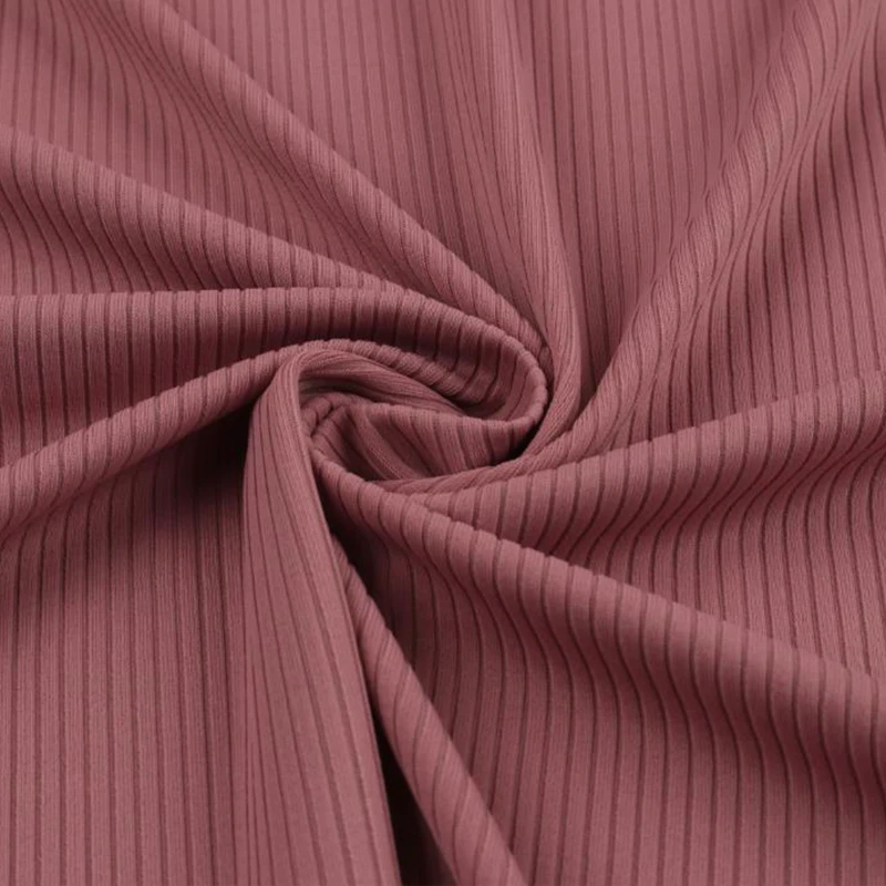 High Quality Custom Made Stretch 82% Nylon 18% Spandex Soft Knitted Ribbed Fabric Pit Stripes Fabric for Yoga Wear
