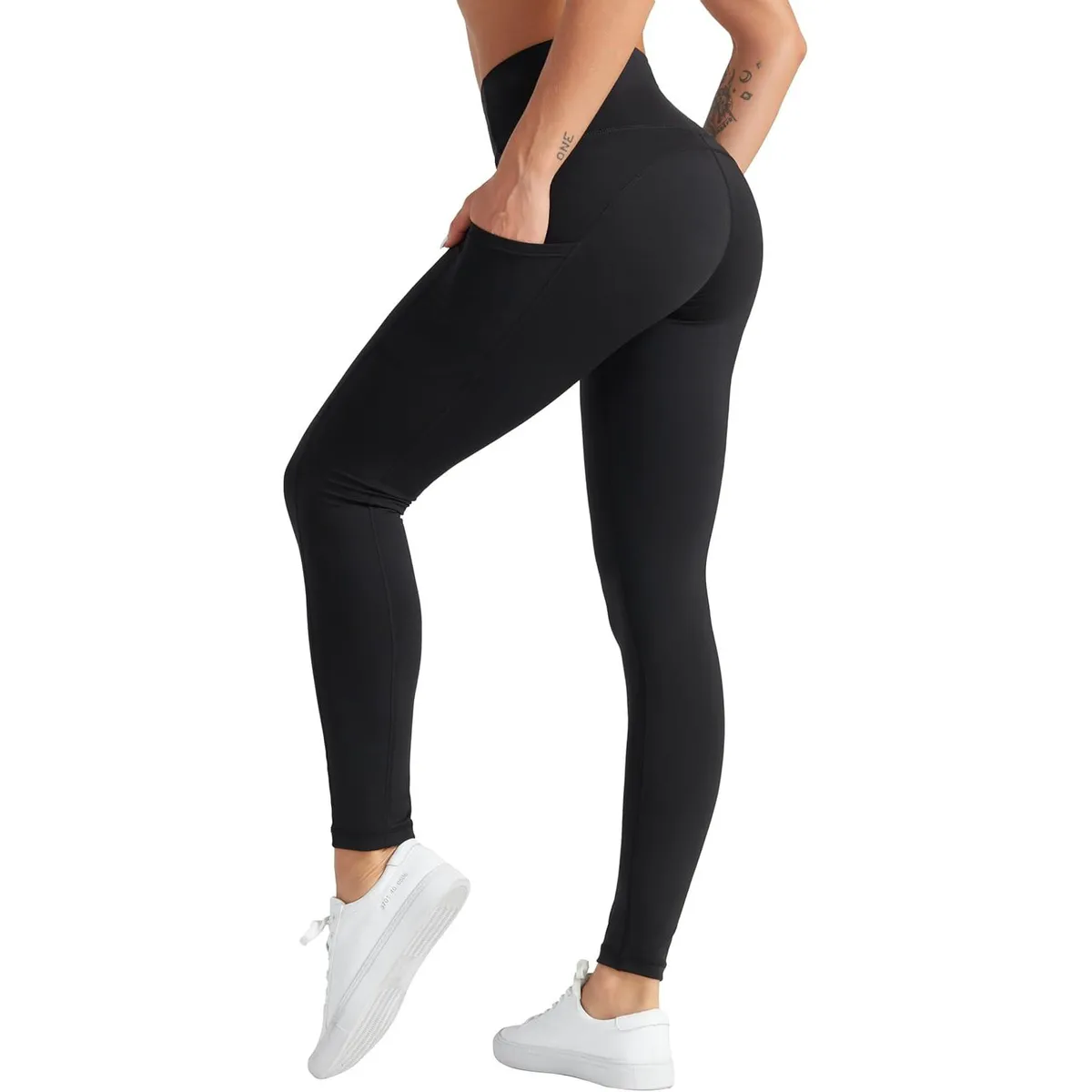 FOXA Women's High Waist Yoga Pants With Deep Pockets Tummy Control Workout Leggings