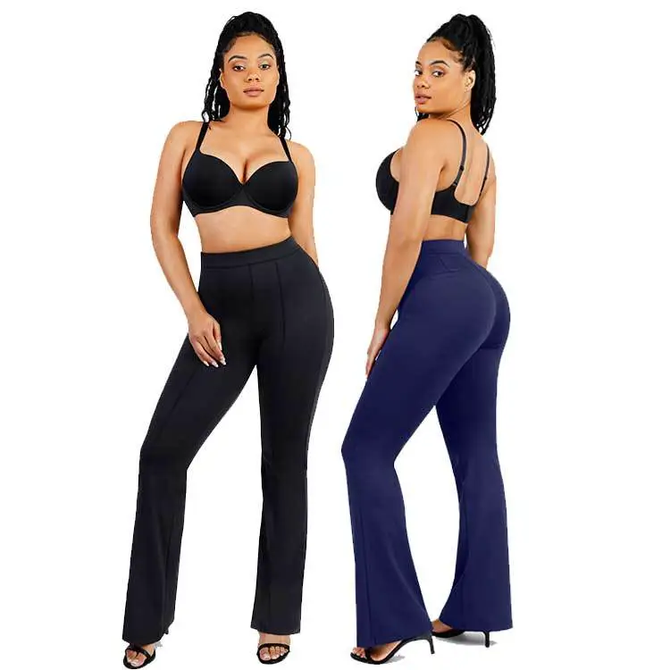 Hexin Wholesale High-Waisted Tummy Trimmer Control Fashion Black High Elastic Flare Yoga Pants Wide Leg Shapewear Leggings