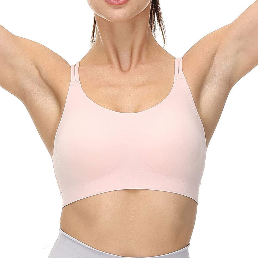 Custom Lightweight Breathable Quick Dry High Support Adjustable Straps Spandex/Polyester Simple Front Logo Women's Sports Bra