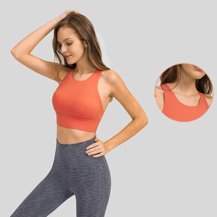 2025 Back Y Shape High Neck Padded Fitness Underwear Stretchy Full Support Yoga Gym Sports Bra