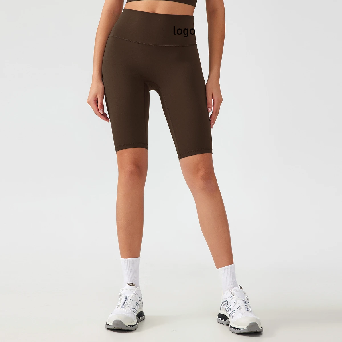 Yoga Shorts High Waist Elastic Waist Solid Color Spandex/Nylon Women Sportswear Gym Fitness Quick Drying Tight Running Lifting