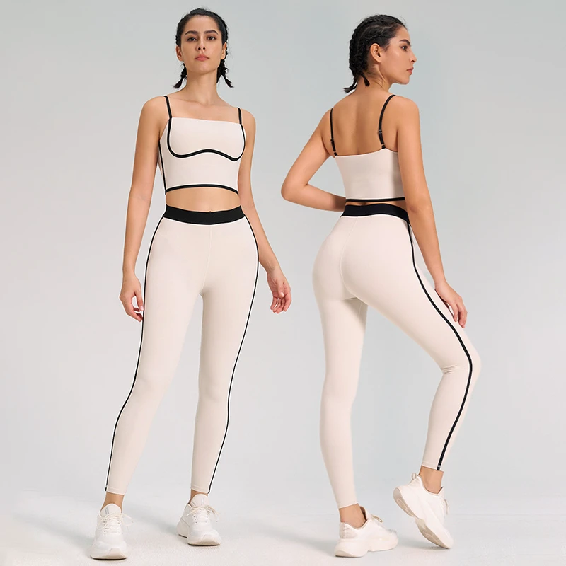 High Quality Women's Al Yoga Vest Adjustable Breathable Sports Bra High Waist Yoga Pants Leggings Sportswear Set