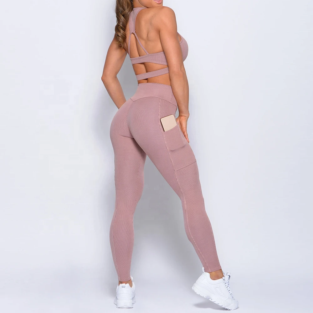 Wholesale Workout Clothing Custom Yoga Set Women Active Gym Bra And Compression Leggings Sets