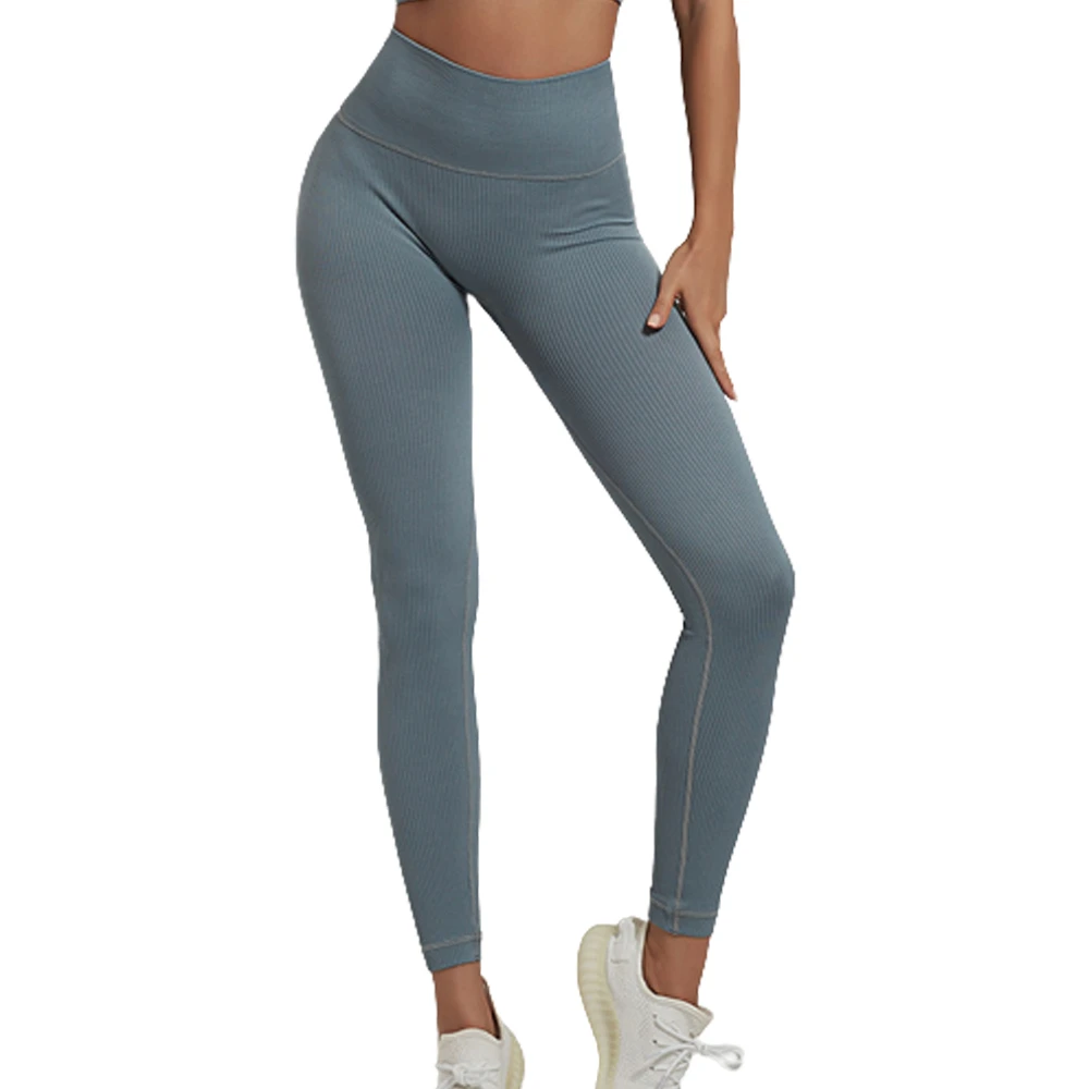 Womens Summer Casual Solid High Waist Seamless Scrunch Butt Yoga Leggings Stretch Gym Fitness Workout Pants Activewear