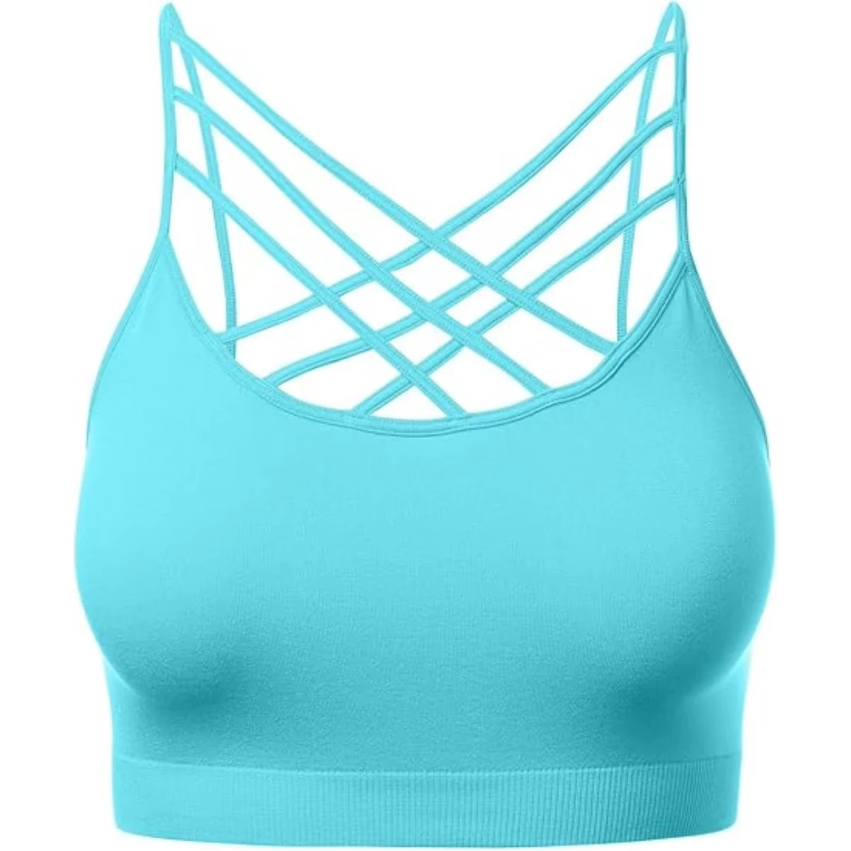 Women's Sports Bra Cross Strap Front Soft Stretch Breathable Triangle Cup Gym Yoga Workout Sweat Wicking Support Fit for Men