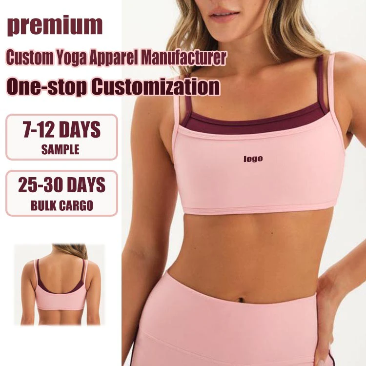 Manufacture Custom Logo Plus Size Breathable Quick Dry Women Double Layered Simple Workout Wear Fitness Push up Yoga Sports Bra
