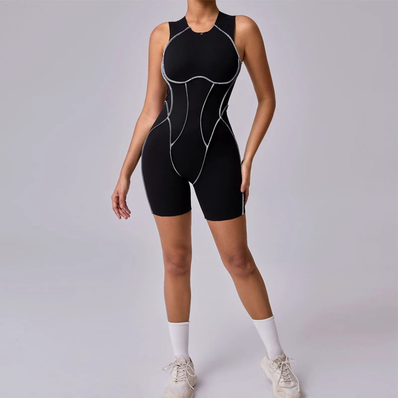 Women's Cool Compression Stereoscopic Short Sports Jumpsuit Scrunch Butt Lift Shorts Workout Fitness Yoga Gym Set Bodysuits