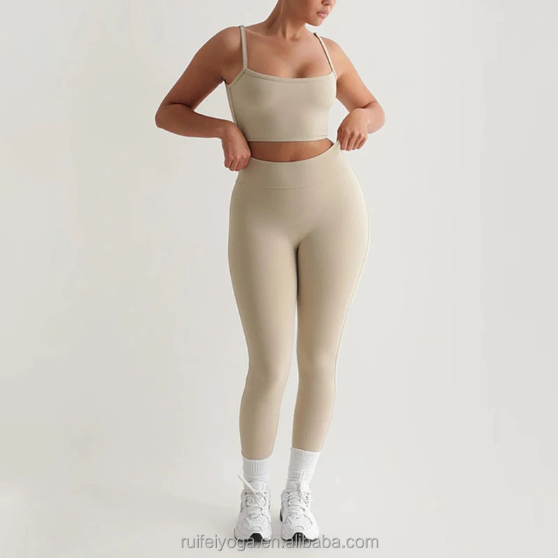 Custom Design Quick Dry Lightweight Nylon Spandex Women Activewear Two Pieces Yoga Crop Top Sport Bra Leggings Gym Fitness Set