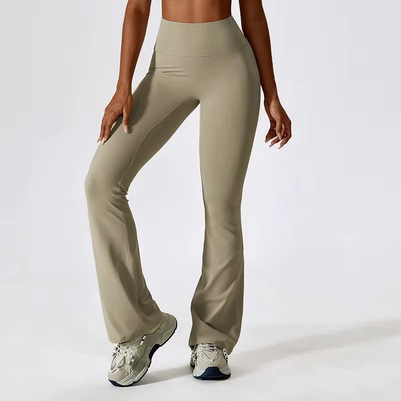 Women High Waisted Flared Yoga Pants Bell Bottom Hip Lifting Elastic Waist Naked Feeling Fitness Dance Sports Wear OEM ODM Whole