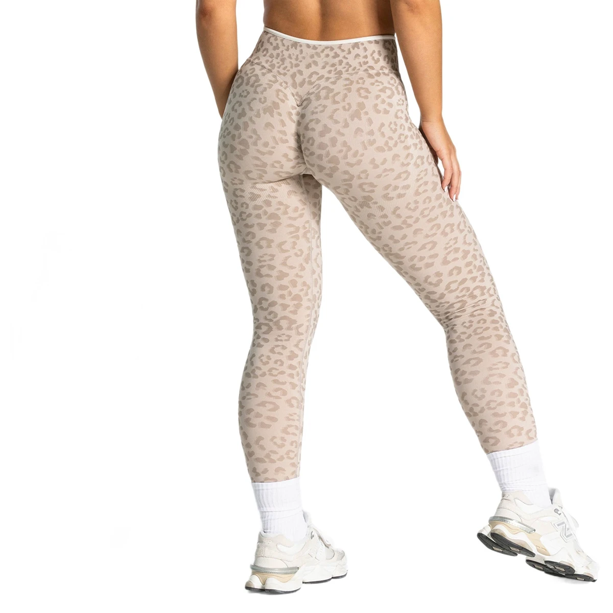 High Waist Hip-lifting Leopard Print Yoga Pants Women's Seamless Spandex/Nylon Tummy Control Tight Sports Fitness Full-Length
