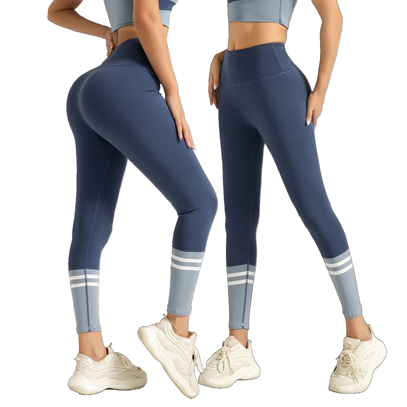 Women's Striped Ankle Color Block High Waisted Tummy Control Leggings Butt Lifting Workout Yoga Pants For Gym Running Leggings