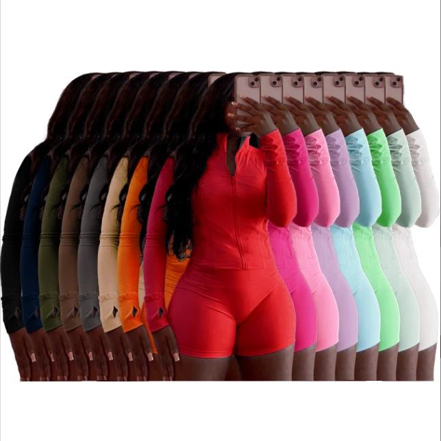 HR24068 Custom logo 2026 Women's Clothing New Spring Solid Yoga Set Fitness Jogging Suits Plus Size Two Piece Short Set Women