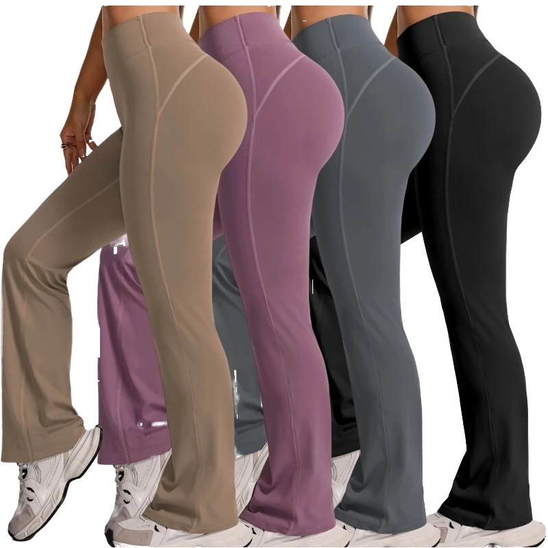 Women's High Waist High Stretch Yoga Leggings Solid Color Running Gym Sports Pants with Hip Lift Scrunch for Ladies